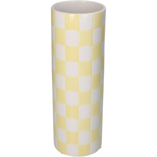 Βάζο Σκακιέρα Κίτρινο Δολομίτης 10.7x10.7x30.7cm Βάζο Σκακιέρα Κίτρινο Δολομίτης 10.7x10.7x30.7cm