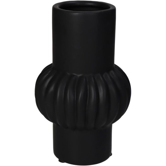 Βάζο ArteLibre Γραμμές Μαύρο Κεραμικό 11.5x11.5x19cm - ART-05150673