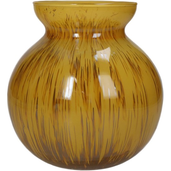 Βάζο Ώχρα Γυαλί 15x15x16cm Βάζο Ώχρα Γυαλί 15x15x16cm