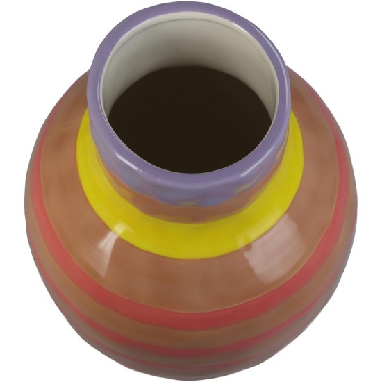 Βάζο Με Ρίγες Ροζ Δολομίτης 17.5x17.5x24.5cm Βάζο Με Ρίγες Ροζ Δολομίτης 17.5x17.5x24.5cm