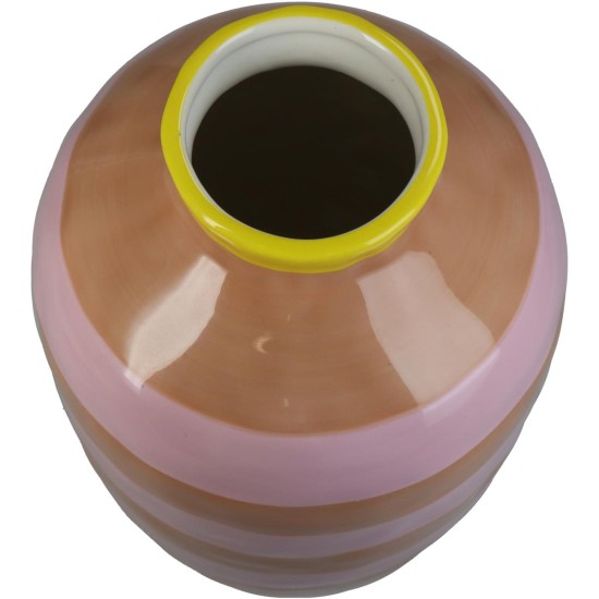 Βάζο Με Ρίγες Ροζ Δολομίτης 17.6x17.6x26.4cm Βάζο Με Ρίγες Ροζ Δολομίτης 17.6x17.6x26.4cm