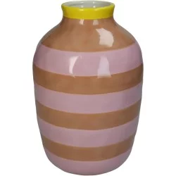 Βάζο  Με Ρίγες Ροζ Δολομίτης 17.6x17.6x26.4cm