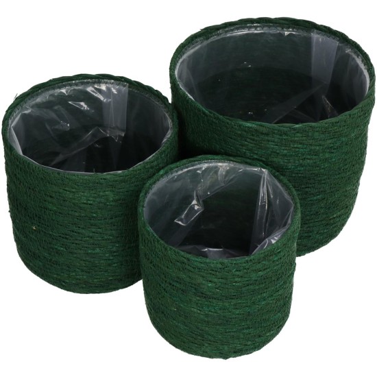 Καλάθι Πράσινο Seagrass 20x20x18cm Σετ 3Τμχ Καλάθι Πράσινο Seagrass 20x20x18cm Σετ 3Τμχ