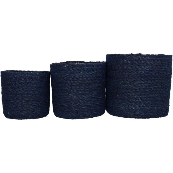 Καλάθι Μπλε Seagrass 20x20x18cm Σετ 3Τμχ Καλάθι Μπλε Seagrass 20x20x18cm Σετ 3Τμχ
