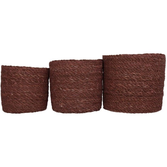 Καλάθι Almond Seagrass 20x20x18cm Σετ 3Τμχ Καλάθι Almond Seagrass 20x20x18cm Σετ 3Τμχ