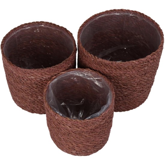 Καλάθι Almond Seagrass 20x20x18cm Σετ 3Τμχ Καλάθι Almond Seagrass 20x20x18cm Σετ 3Τμχ