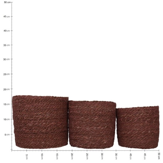 Καλάθι Almond Seagrass 20x20x18cm Σετ 3Τμχ Καλάθι Almond Seagrass 20x20x18cm Σετ 3Τμχ