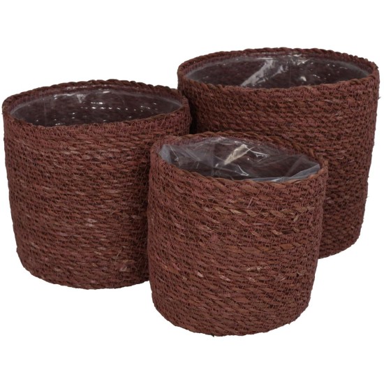 Καλάθι Almond Seagrass 20x20x18cm Σετ 3Τμχ Καλάθι Almond Seagrass 20x20x18cm Σετ 3Τμχ