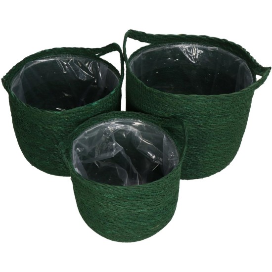 Καλάθι Πράσινο Seagrass 25x25x24cm Σετ 3Τμχ Καλάθι Πράσινο Seagrass 25x25x24cm Σετ 3Τμχ