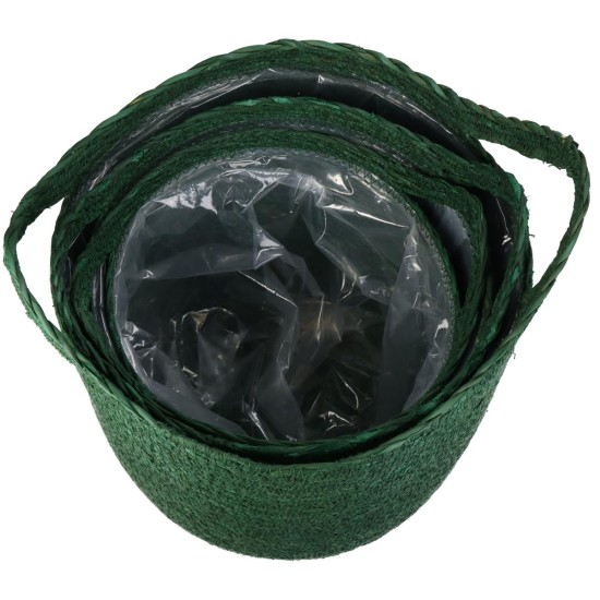 Καλάθι Πράσινο Seagrass 25x25x24cm Σετ 3Τμχ Καλάθι Πράσινο Seagrass 25x25x24cm Σετ 3Τμχ