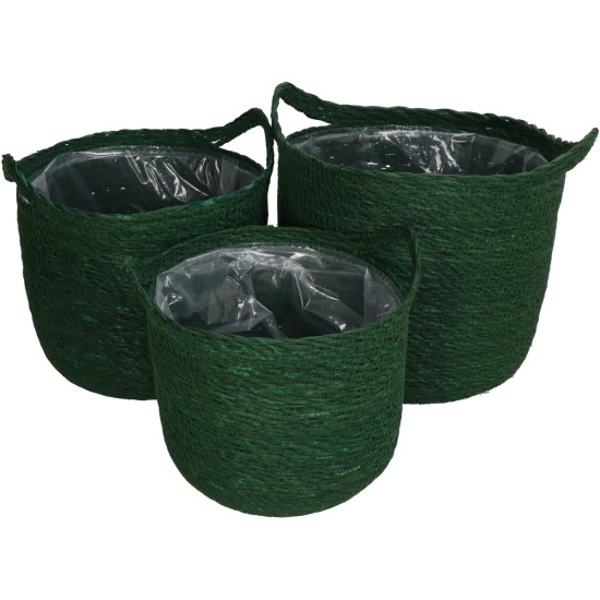 Καλάθι Πράσινο Seagrass 25x25x24cm Σετ 3Τμχ Καλάθι Πράσινο Seagrass 25x25x24cm Σετ 3Τμχ