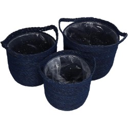 Καλάθι  Μπλε Seagrass 25x25x24cm Σετ 3Τμχ Καλάθι  Μπλε Seagrass 25x25x24cm Σετ 3Τμχ