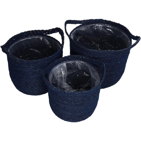 Καλάθι Μπλε Seagrass 25x25x24cm Σετ 3Τμχ Καλάθι Μπλε Seagrass 25x25x24cm Σετ 3Τμχ