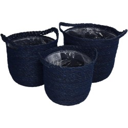 Καλάθι  Μπλε Seagrass 25x25x24cm Σετ 3Τμχ Καλάθι  Μπλε Seagrass 25x25x24cm Σετ 3Τμχ