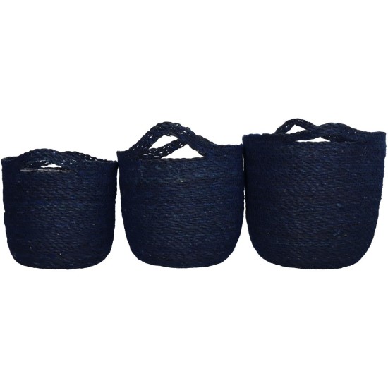 Καλάθι Μπλε Seagrass 25x25x24cm Σετ 3Τμχ Καλάθι Μπλε Seagrass 25x25x24cm Σετ 3Τμχ