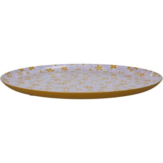 Δίσκος Λουλούδια Πολύχρωμο Μέταλλο 33x33x1.8cm Δίσκος Λουλούδια Πολύχρωμο Μέταλλο 33x33x1.8cm