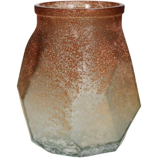 Βάζο Ώχρα Ανακυκλωμένο Γυαλί 17x17x19cm Βάζο Ώχρα Ανακυκλωμένο Γυαλί 17x17x19cm