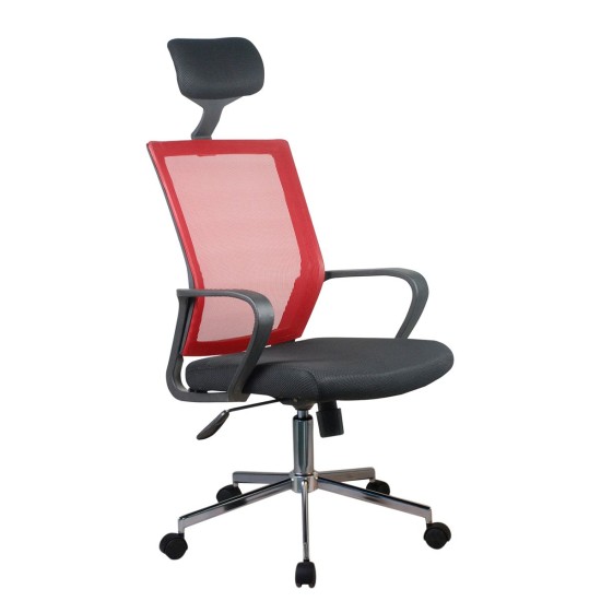 Καρέκλα Γραφείου ArteLibre ΦΟΙΒΗ Κόκκινο/Μαύρο Mesh 58x59x116-124.5cm - ART-14230021