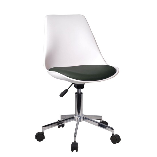 Καρέκλα Γραφείου ArteLibre ΚΥΒΕΛΗ Λευκό/Μαύρο PU 48x55x82-92cm - ART-14230019