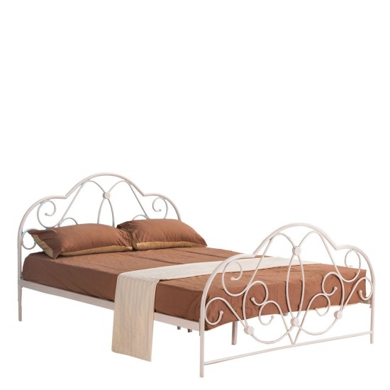 Κρεβάτι ArteLibre ARIEL Μεταλλικό Semy Glossy White 210x155x110cm (Στρώμα 150x200cm) - ART-14250001