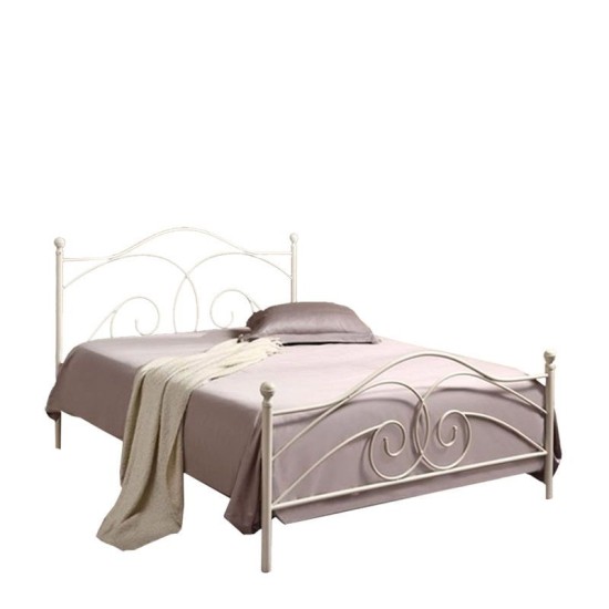 Κρεβάτι ArteLibre CECIL Μεταλλικό Sandy White 212x160x118cm (Στρώμα 150x200cm) - ART-14250004