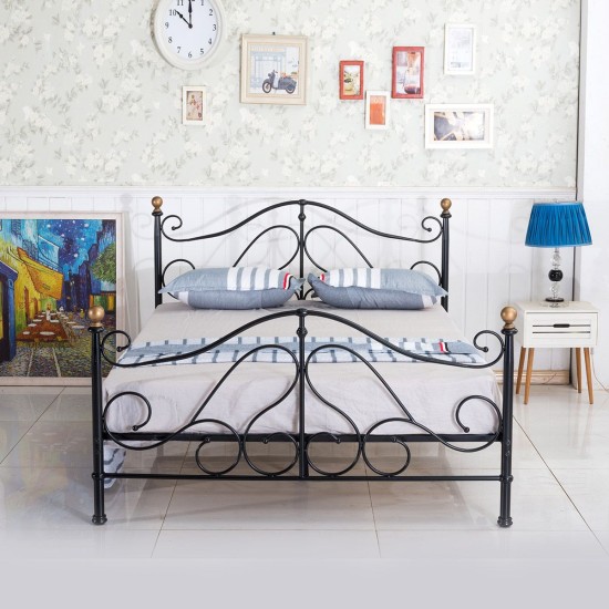 Κρεβάτι ArteLibre EVELYN Μεταλλικό Semy Glossy Black 210x159x109cm (Στρώμα 150x200cm) - ART-14250006