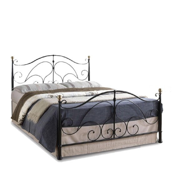 Κρεβάτι ArteLibre EVELYN Μεταλλικό Semy Glossy Black 210x159x109cm (Στρώμα 150x200cm) - ART-14250006