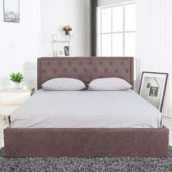 Κρεβάτι  ASTER Σκούρο Καφέ Ύφασμα Με Αποθηκευτικό Χώρο 216x170.5x103cm (Στρώμα 160x200cm)