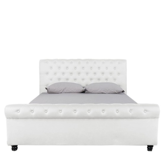 Κρεβάτι ArteLibre GERANIUM Λευκό PU 237x170x109cm - ART-14320008