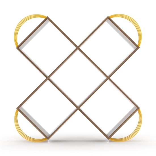 Βιβλιοθήκη CASE Καρυδί/Κίτρινο 120x25x120cm Βιβλιοθήκη CASE Καρυδί/Κίτρινο 120x25x120cm