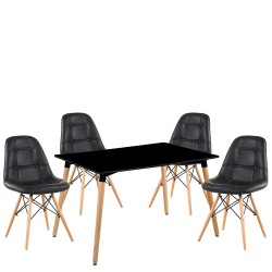 Σετ Τραπεζαρία (4+1)  OWLET Μαύρο/Φυσικό Ξύλο/PP/MDF 120x80x74cm