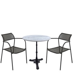 Σετ Τραπεζαρία Κήπου  LAPIDERA Μαύρο/Λευκό Μέταλλο/Μάρμαρο Με 2 Πολυθρόνες 14990781