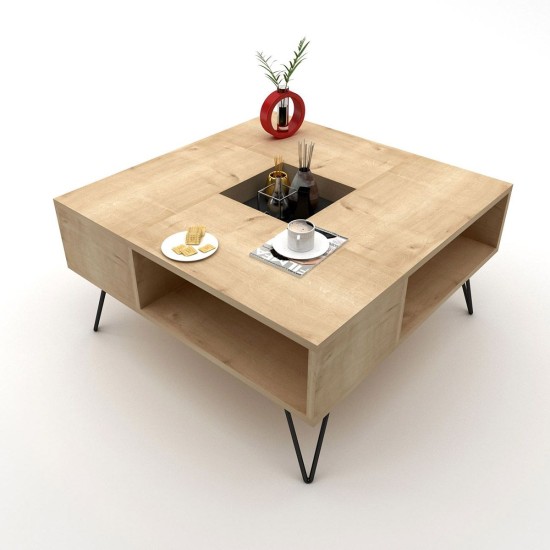 Τραπεζάκι Σαλονιού DONOUSA Δρυς/Μαύρο 80x80x38.6cm Τραπεζάκι Σαλονιού DONOUSA Δρυς/Μαύρο 80x80x38.6cm