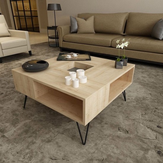 Τραπεζάκι Σαλονιού DONOUSA Δρυς/Μαύρο 80x80x38.6cm Τραπεζάκι Σαλονιού DONOUSA Δρυς/Μαύρο 80x80x38.6cm