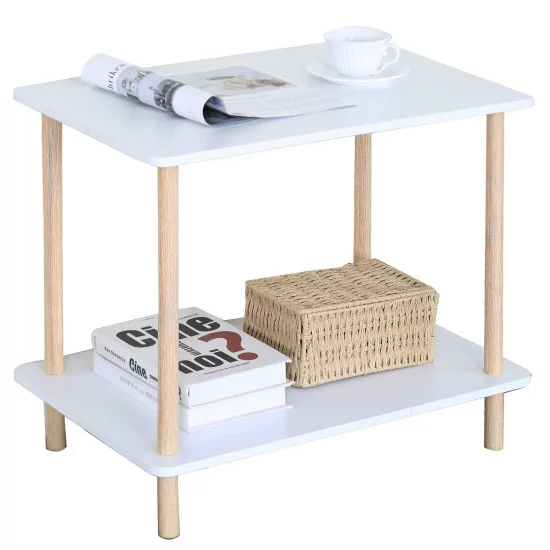 Βοηθητικό Τραπεζάκι  RENITA Δρυς/Λευκό MDF/Ξύλο 60x40x52.5cm