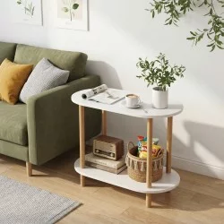 Βοηθητικό Τραπεζάκι  TIRENA Δρυς/Λευκό MDF/Ξύλο 60x30x52.5cm