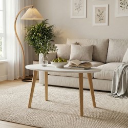 Βοηθητικό Τραπεζάκι  VELIRA Δρυς/Λευκό MDF/Ξύλο 60x40x41.5cm