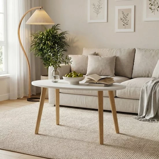 Βοηθητικό Τραπεζάκι  VELIRA Δρυς/Λευκό MDF/Ξύλο 60x40x41.5cm