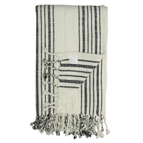 Ριχτάρι  Ριγέ Μαύρο Βαμβακερό 130x170cm