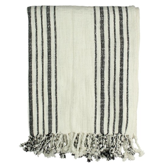 Ριχτάρι  Ριγέ Μαύρο Βαμβακερό 130x170cm