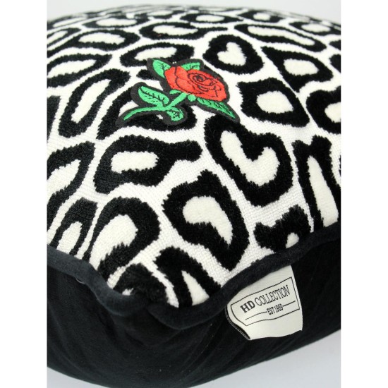 Μαξιλάρι Με Σχέδιο Τριαντάφυλλο Μαύρο Polyester 43x43cm Μαξιλάρι Με Σχέδιο Τριαντάφυλλο Μαύρο Polyester 43x43cm