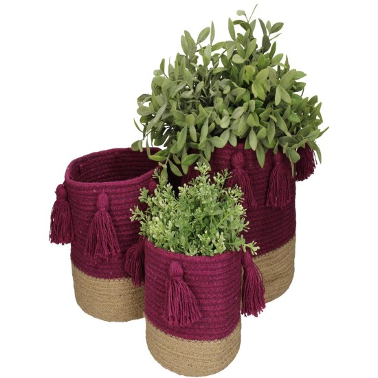 Καλάθι Μοβ Βαμβακερό 25x25x25cm Σετ 3Τμχ Καλάθι Μοβ Βαμβακερό 25x25x25cm Σετ 3Τμχ