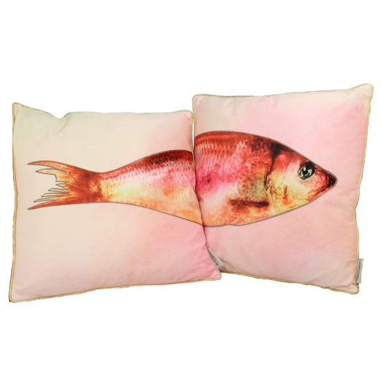 Μαξιλάρι ArteLibre Ψάρι Ροζ Polyester 45x45cm Σετ 2Τμχ - ART-05152827