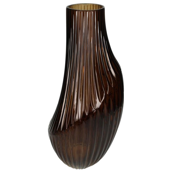 Βάζο Καφέ Γυαλί 21x21x34.5cm Βάζο Καφέ Γυαλί 21x21x34.5cm