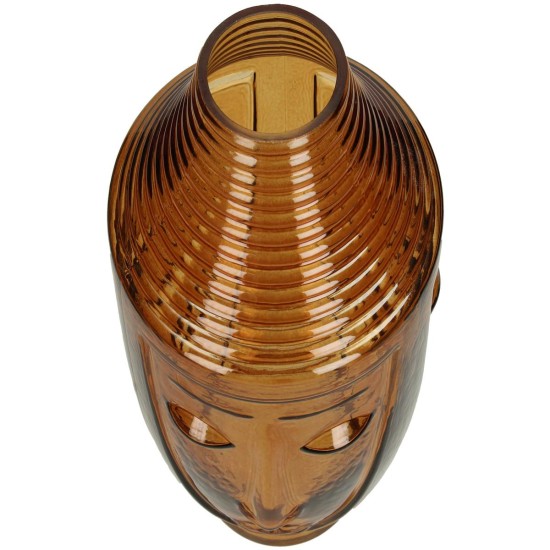 Βάζο Πρόσωπο Καφέ Γυαλί 18x18x25cm Βάζο Πρόσωπο Καφέ Γυαλί 18x18x25cm