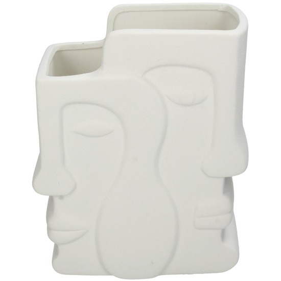 Βάζο Πρόσωπο Λευκό Κεραμικό 17.5x9.3x20.8cm Βάζο Πρόσωπο Λευκό Κεραμικό 17.5x9.3x20.8cm
