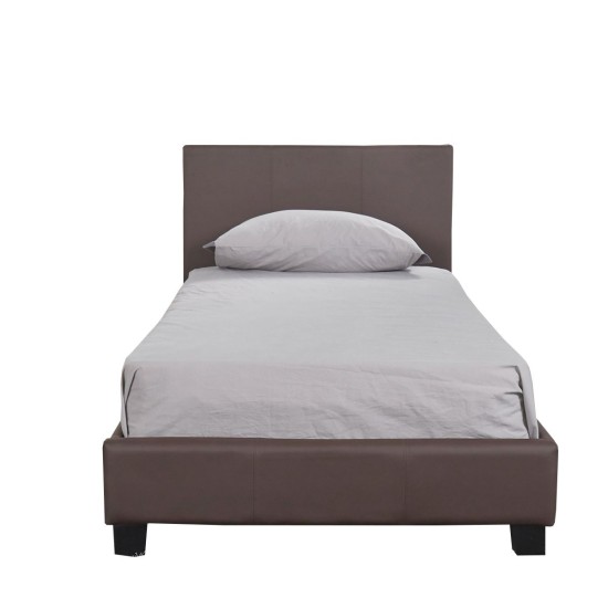 Κρεβάτι ArteLibre AZALEA Σκούρο Καφέ PU 213x98x88cm (Στρώμα 90x200cm) - ART-14320001