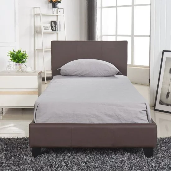 Κρεβάτι  AZALEA Σκούρο Καφέ PU 213x101x88cm (Στρώμα 90x200cm)