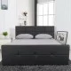 Κρεβάτι  ANEMONE Μαύρο PU Με Αποθηκευτικό Χώρο 217.5x170.5x100cm(Στρώμα 160x200cm)