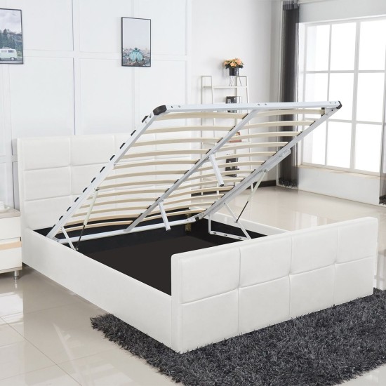 Κρεβάτι  ANEMONE Λευκό PU Με Αποθηκευτικό Χώρο 217.5x170.5x100cm (Στρώμα 160x200cm)